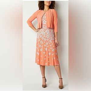 DANNY AND NICOLE 2 Piece Women's Floral Midi Dress with Jacket Size 2X